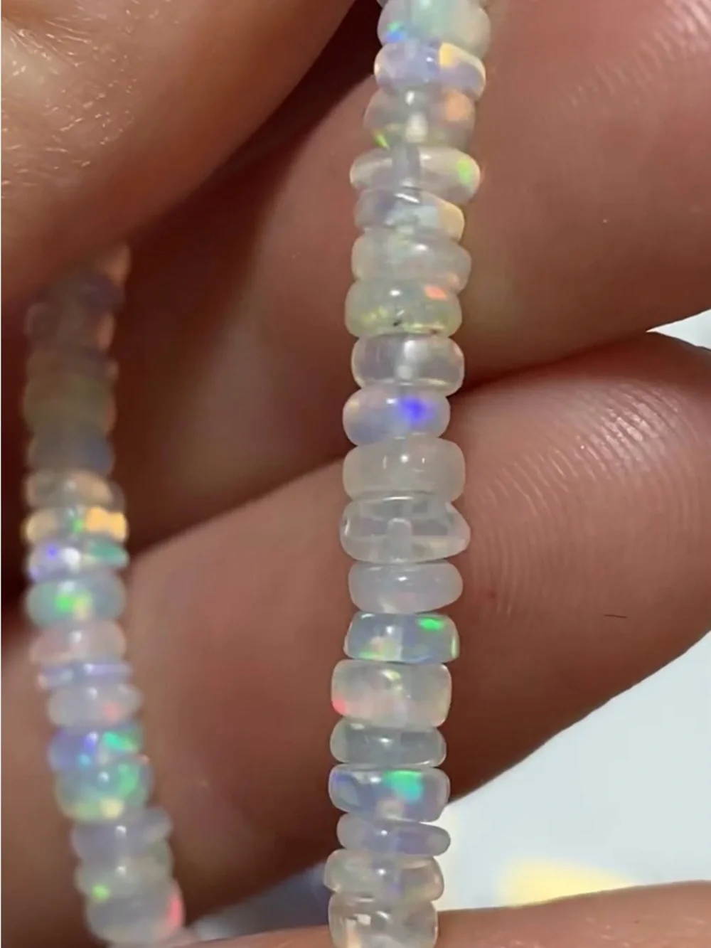 Genuine Ethiopian Opal Multi Fire Rondelle Bracelet S925 Sterling Silver 4mm NEW - Picture 4 of 17